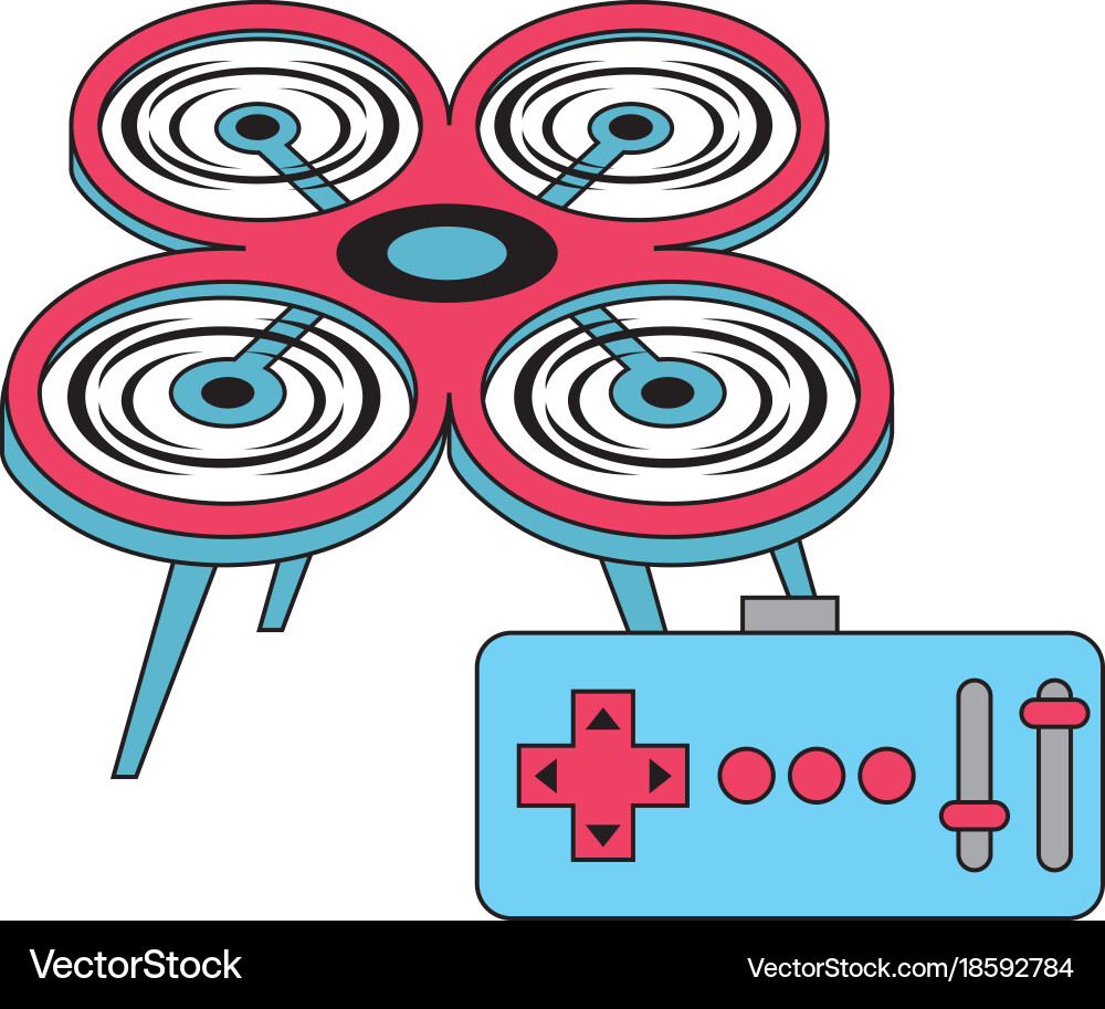 Drone with remote control device technologies Vector Image