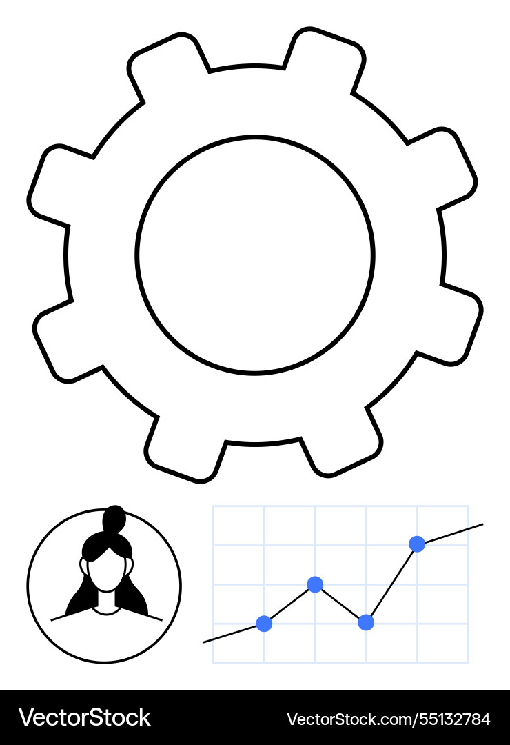 Gear with graph and user icon representing Gear with graph and user icon representing vector image
