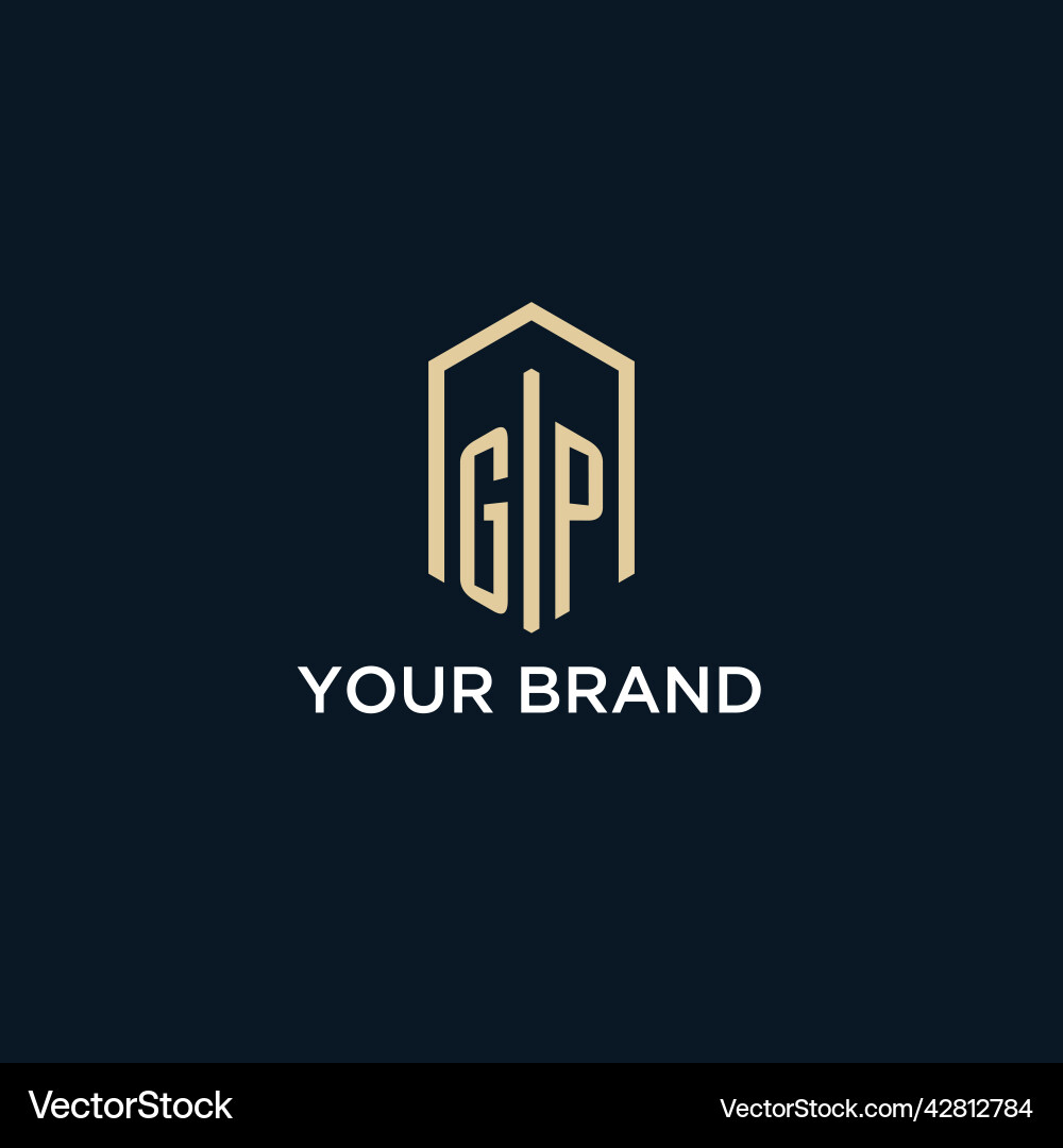 Gp Initial Monogramm Logo mit hexagonaler Form Gp Initial Monogramm Logo mit hexagonaler Form vektorbild