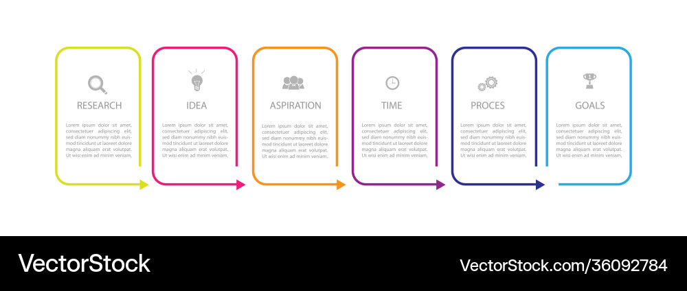 Infographic thin line design with icons and 6 Infographic thin line design with icons and 6 vector image
