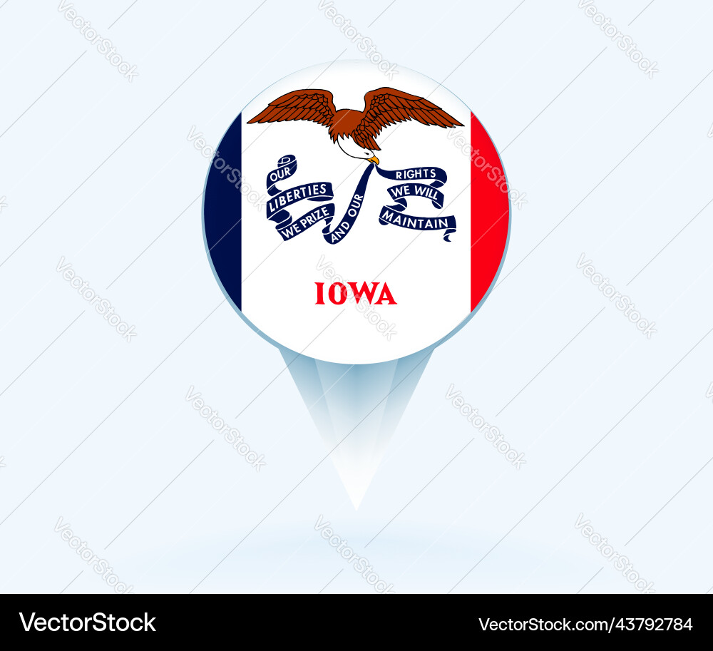 Map pointer with flag of iowa vector image