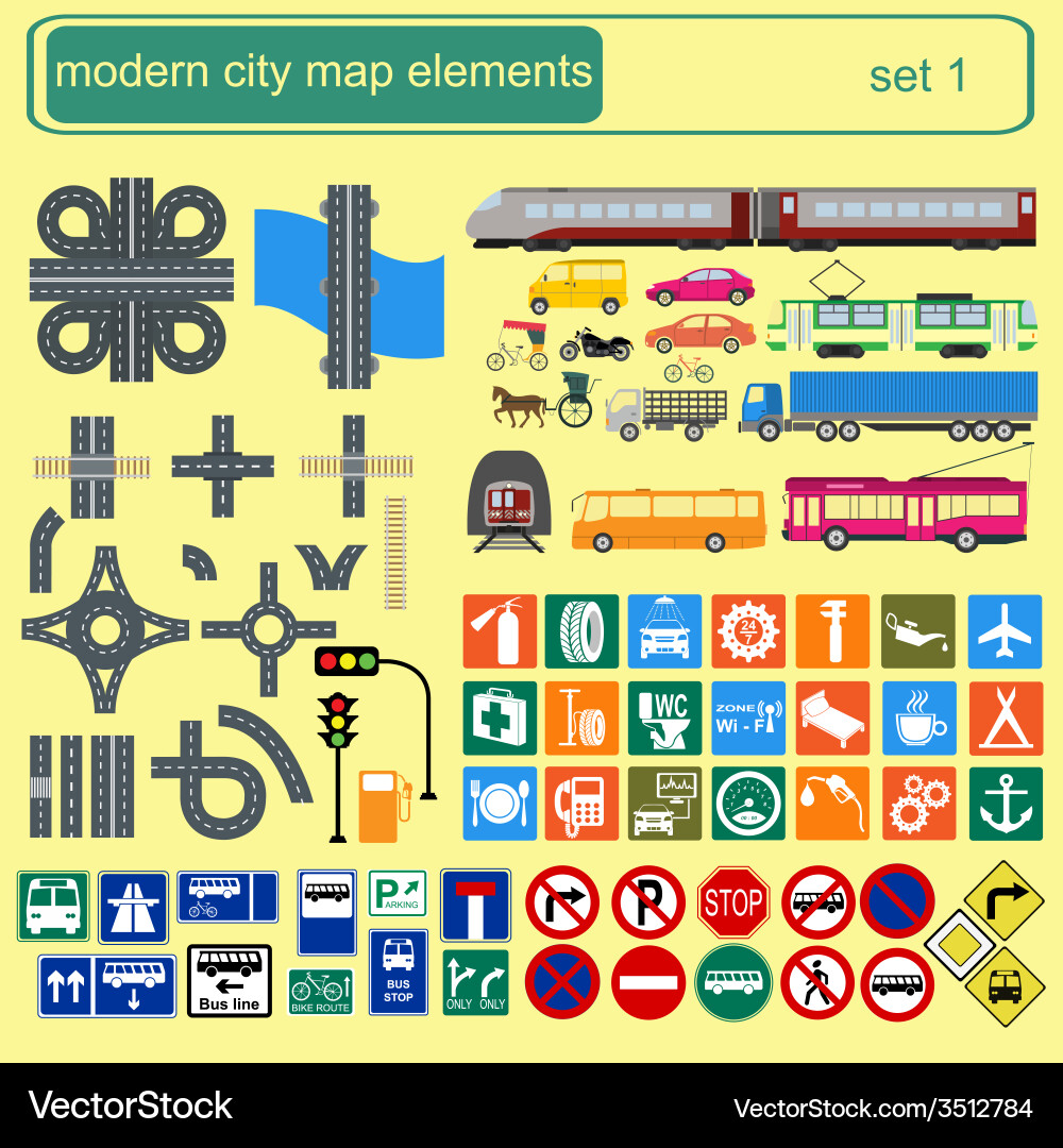 Modern city map elements for generating your own vector image