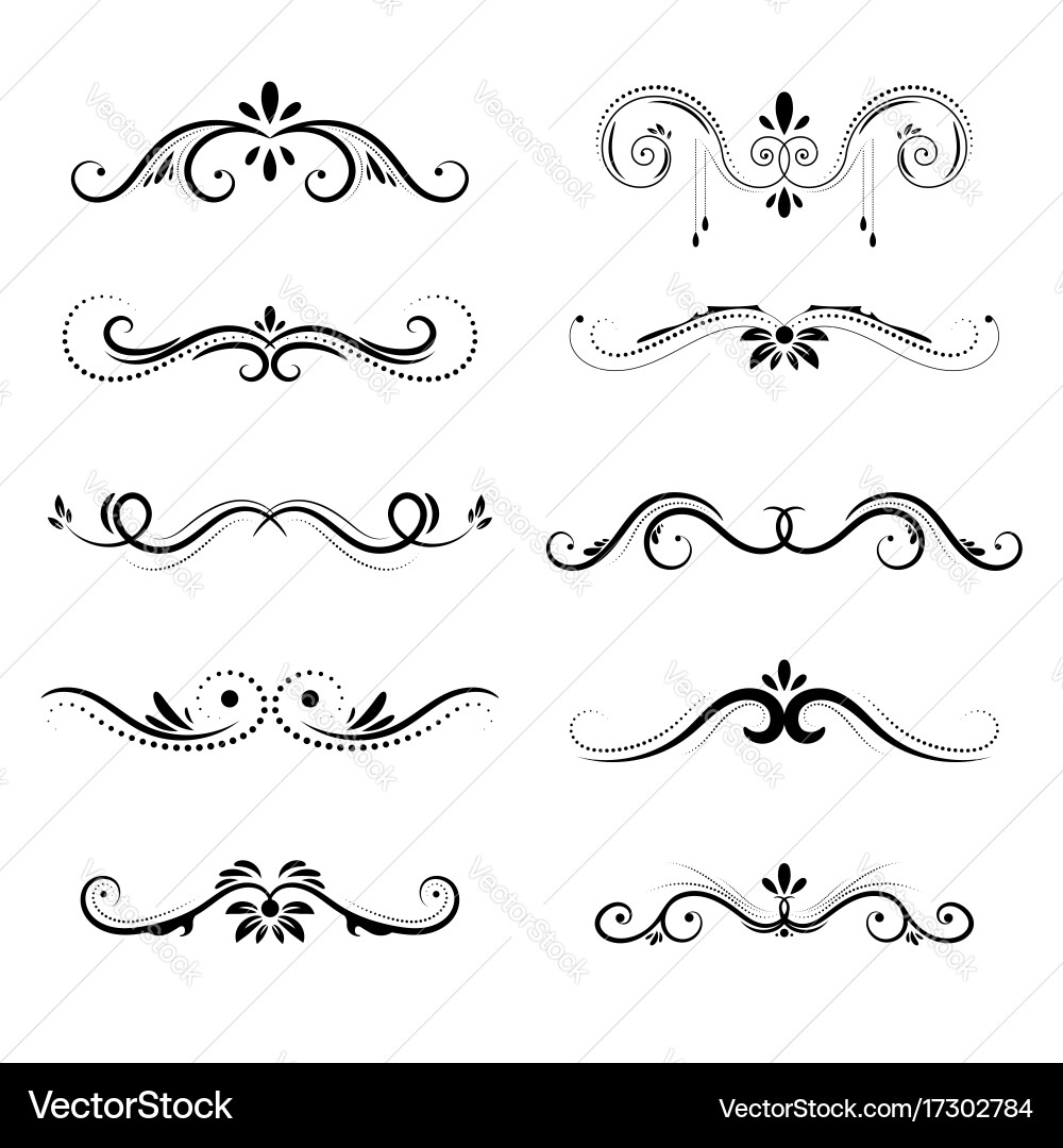 Ornate Floral Border Set vector image
