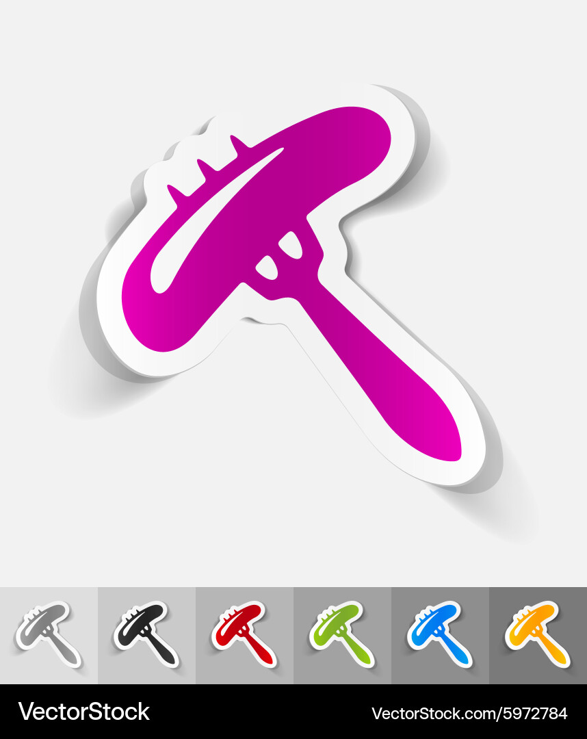 Realistic design element sausage on a fork vector image