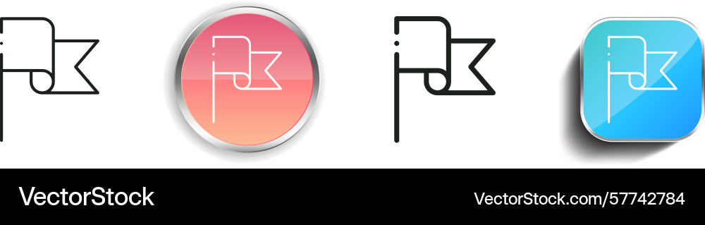 Red flag icon thin linear regular and button Red flag icon thin linear regular and button vector image