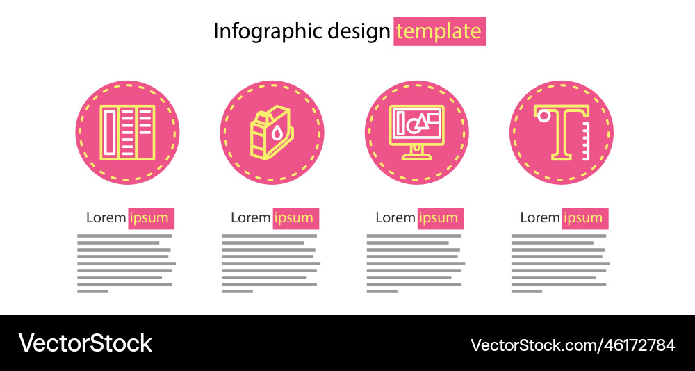 Set line computer monitor screen text printer Vector Image