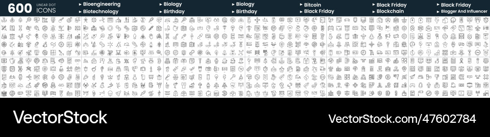 Set of 600 thin line icons in this bundle include Set of 600 thin line icons in this bundle include vector image