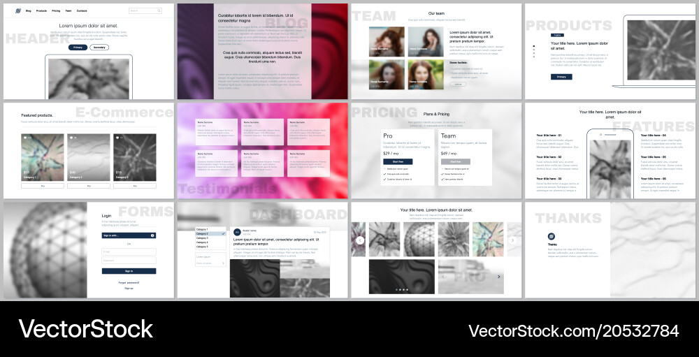 Set of templates for website design vector image