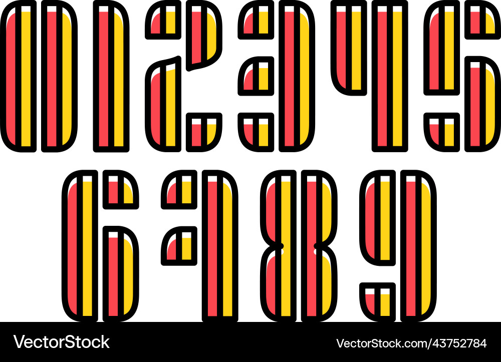 Set of ten numbers form zero to nine number Set of ten numbers form zero to nine number vector image