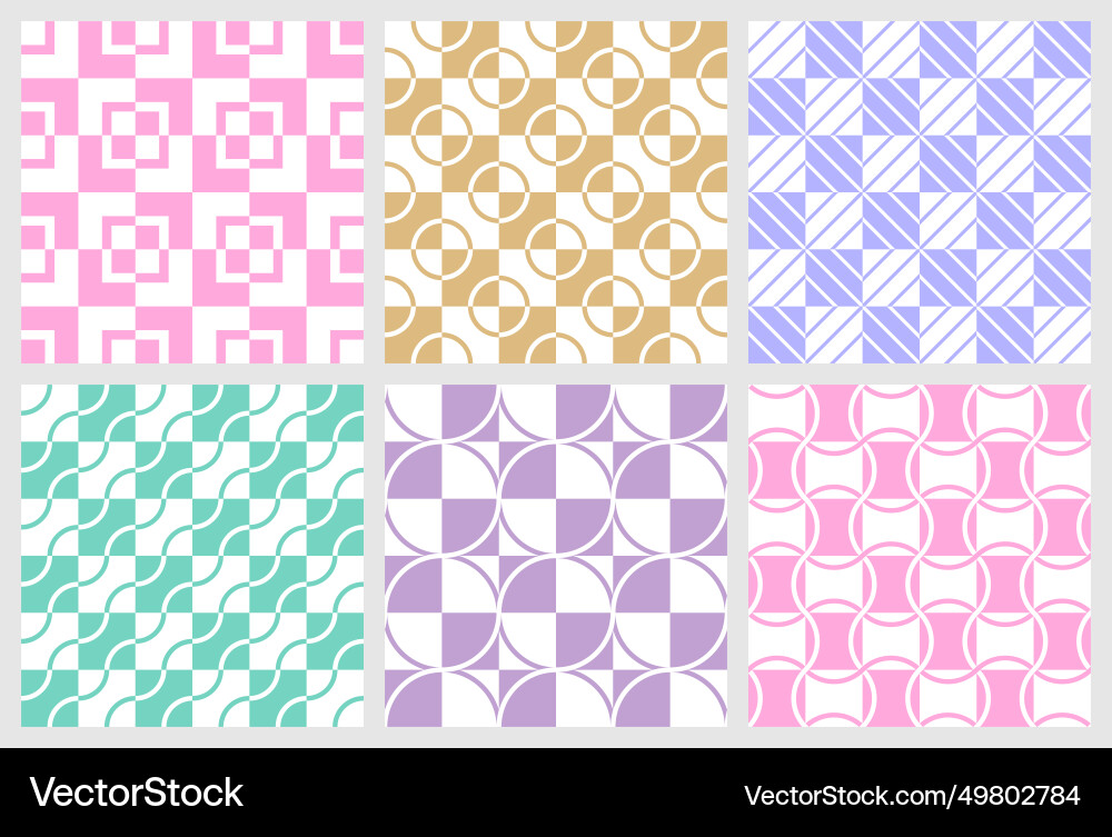 Various colorful linear check seamless patterns Vector Image