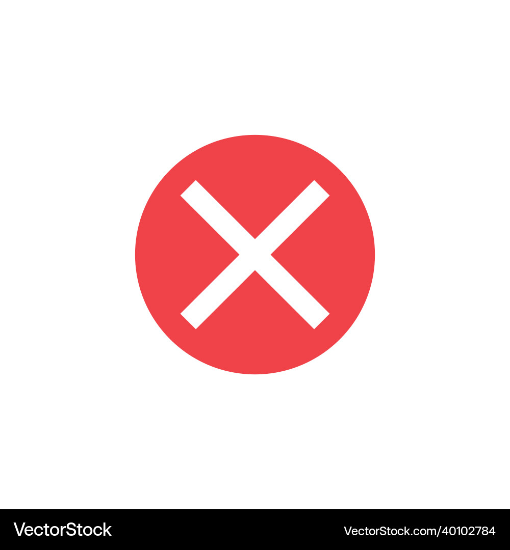 White x on red circle ban warning button symbol White x on red circle ban warning button symbol Vector Image