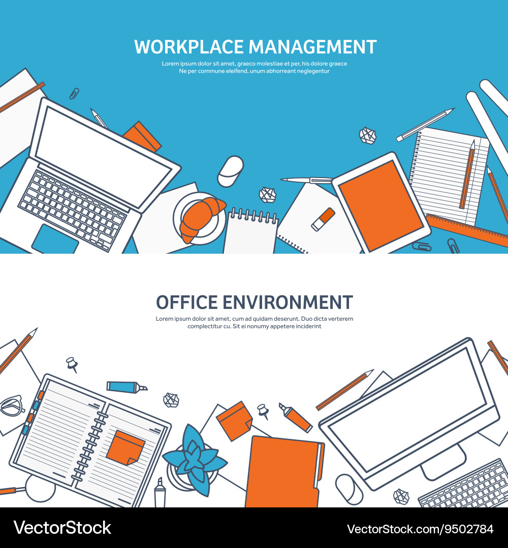 Workplace with table and computer vector image