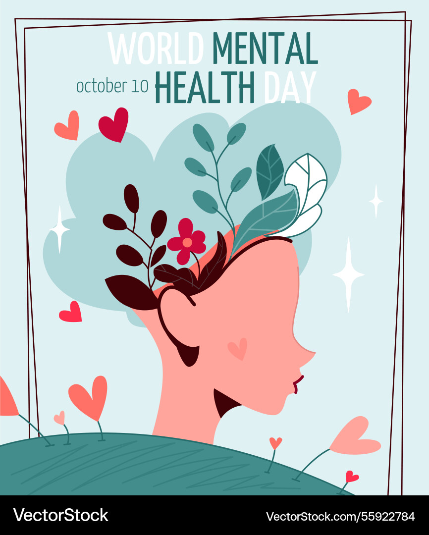 World mental health day Royalty Free Vector Image
