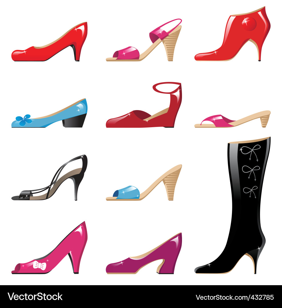 Bunte Schuhkollektion Vektorbild