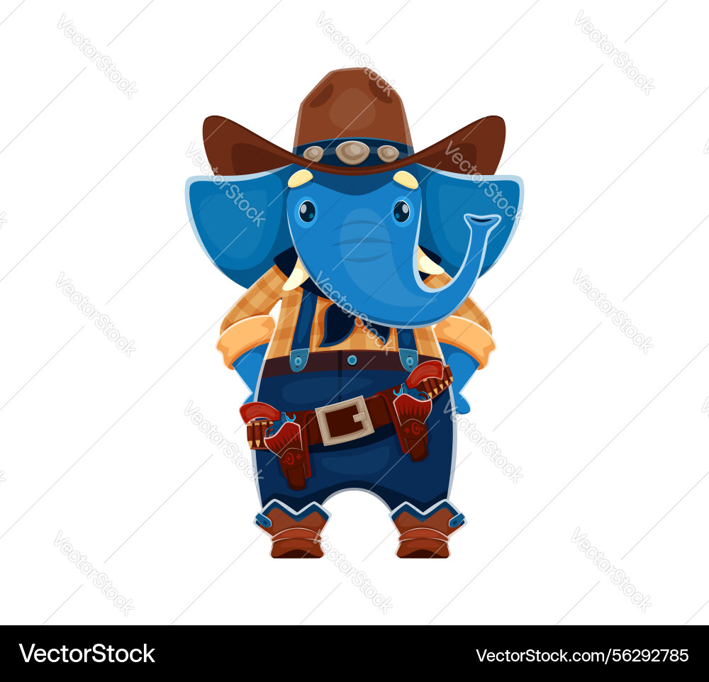 Cartoon Elefant Cowboy Sheriff oder Western Bandit Cartoon Elefant Cowboy Sheriff oder Western Bandit vektorbild