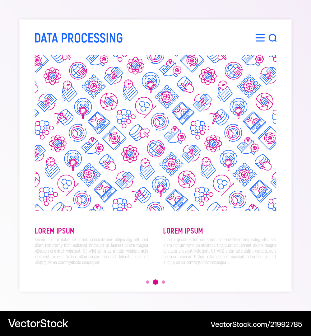 Data processing concept with thin line icons Data processing concept with thin line icons vector image