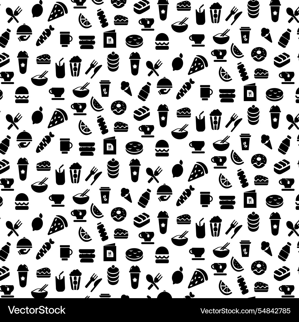 Food and drink icons seamless pattern background Vector Image