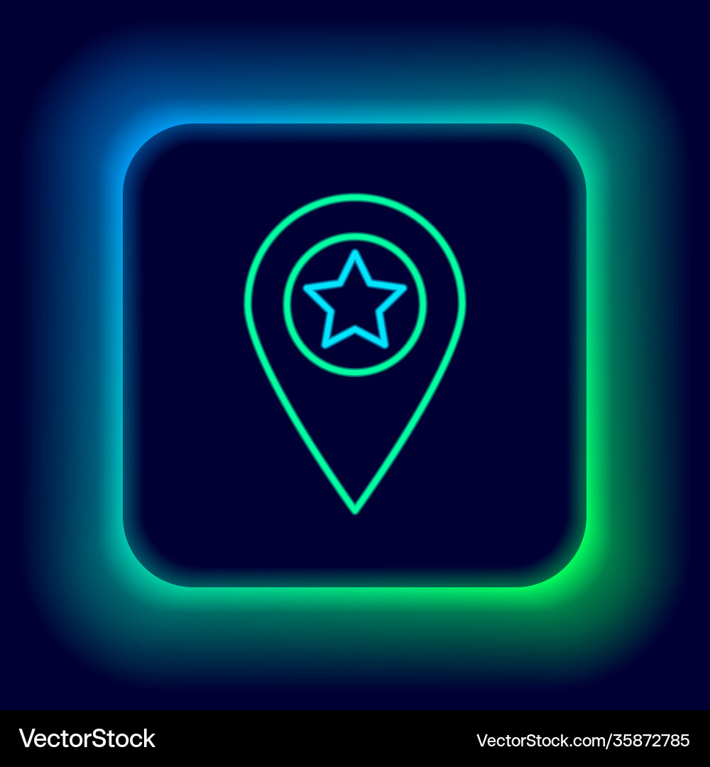 Glowing neon line map pointer with star icon Glowing neon line map pointer with star icon vector image