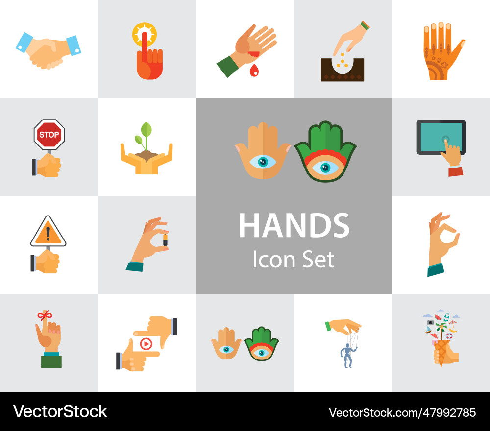Hands icons set Hands icons set vector image