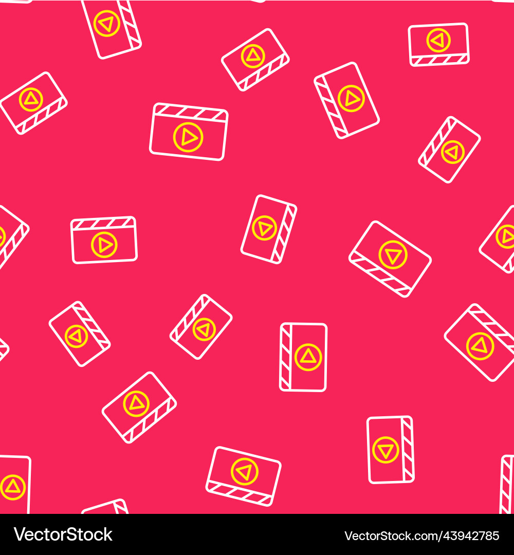 Line movie clapper icon isolated seamless pattern Line movie clapper icon isolated seamless pattern vector image