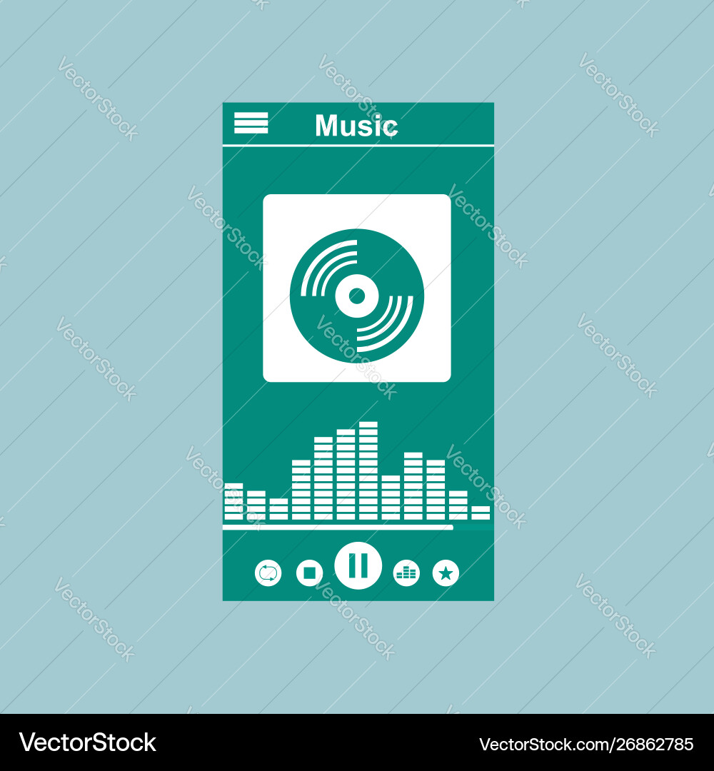 Media player application app template with flat Media player application app template with flat vector image