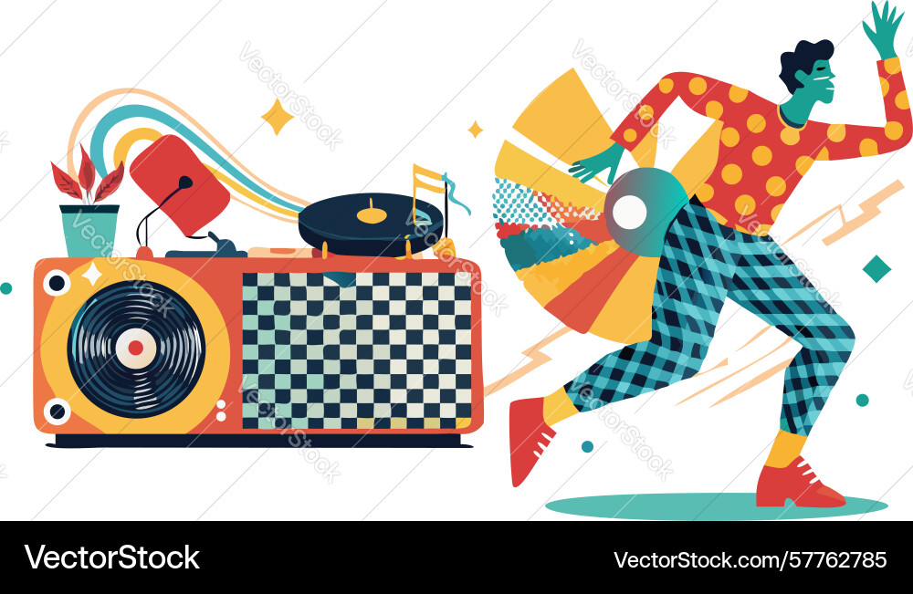 Modern dj performance with sound system design Vector Image