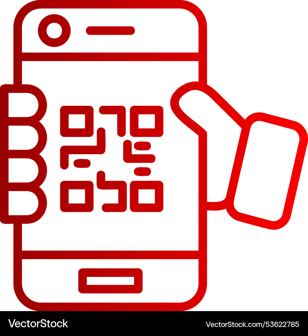 Qr code line gradient icon vector image