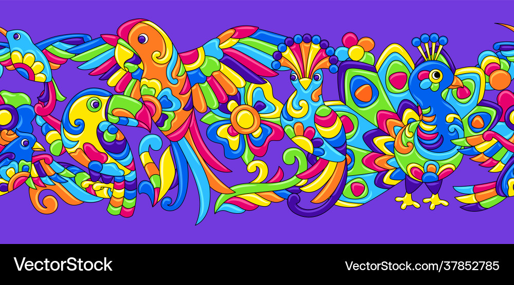 Seamless pattern with tropical birds mexican Seamless pattern with tropical birds mexican vector image