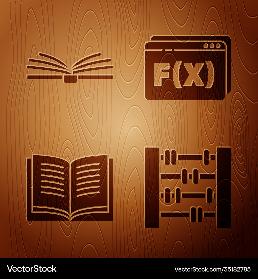 Set abacus open book and function Set abacus open book and function vector image