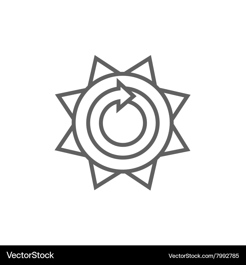 Sun with round arrow line icon Vector Image