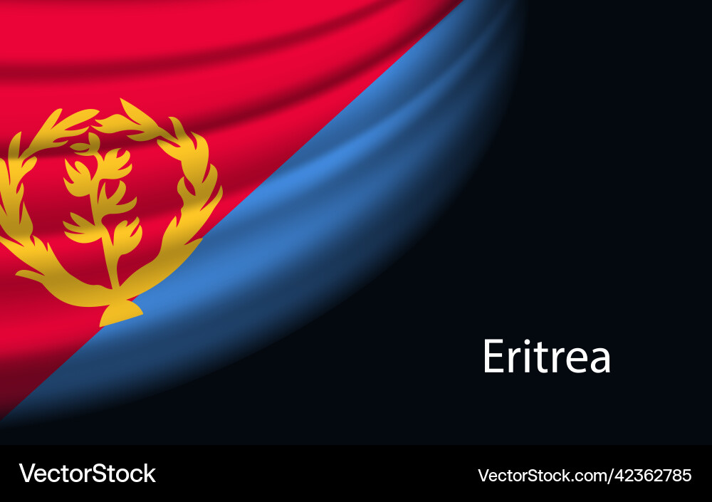 Wave flag of eritrea on dark background Wave flag of eritrea on dark background Vector Image