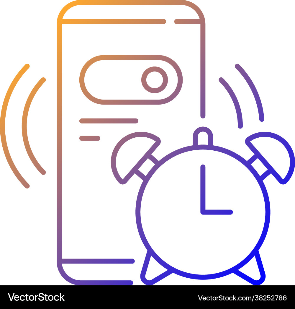 Alarm clock gradient linear icon Alarm clock gradient linear icon vector image