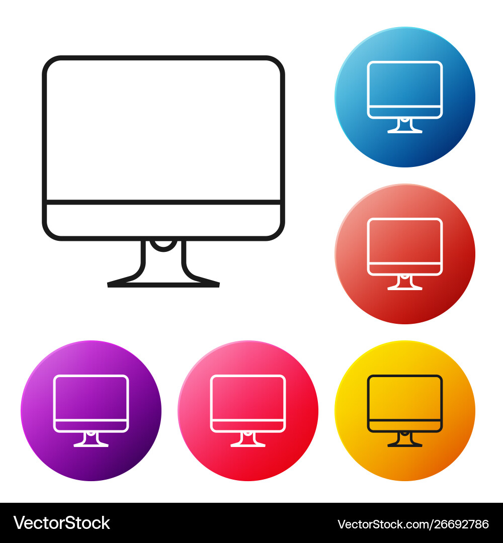 Black line computer monitor screen icon isolated Black line computer monitor screen icon isolated Vector Image