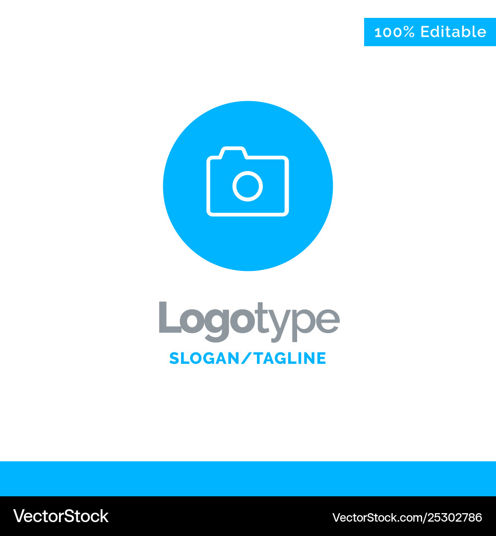 Camera image basic ui blue solid logo template Camera image basic ui blue solid logo template Vector Image