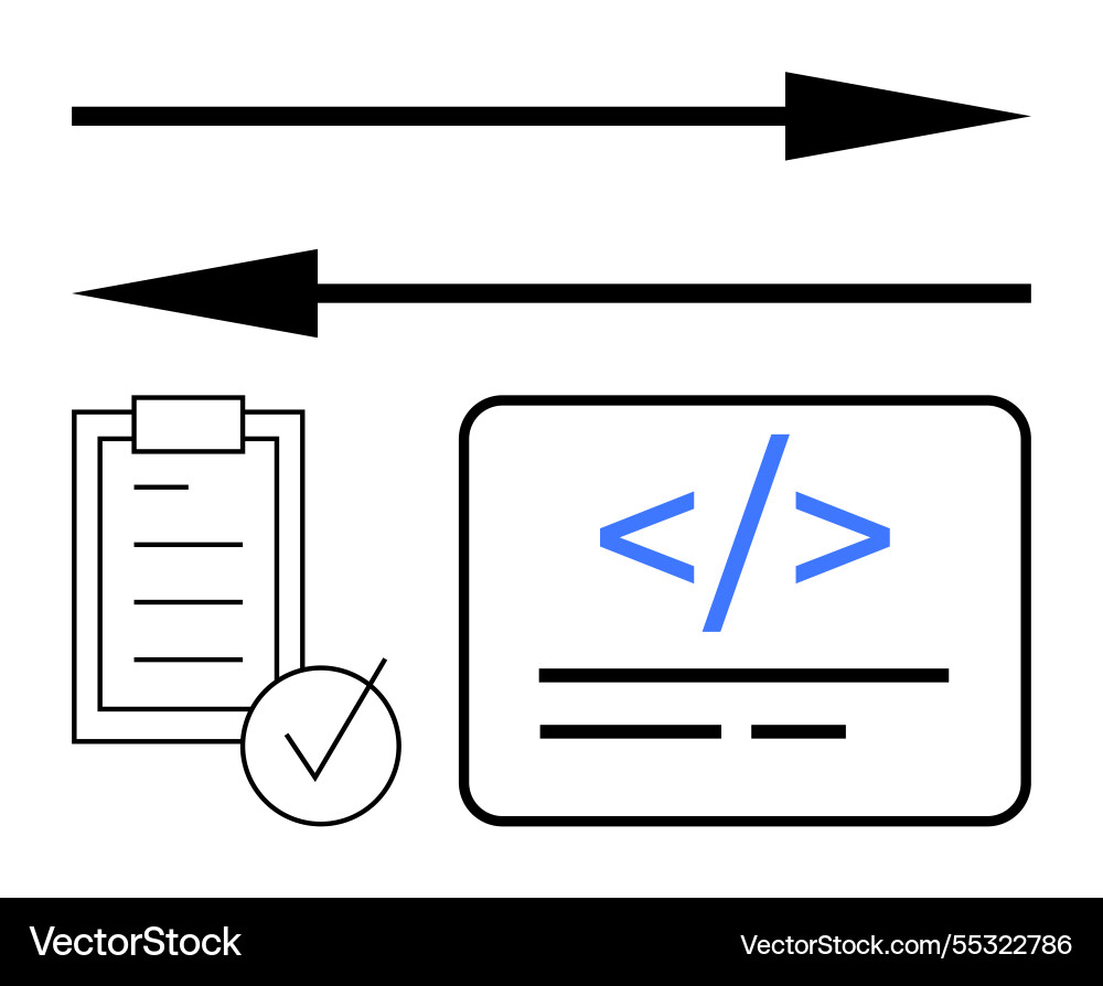 Code review concept with arrows checklist Code review concept with arrows checklist vector image