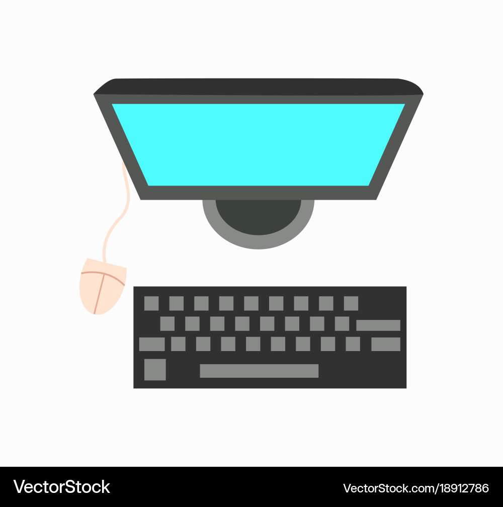 Computer mouse with keyboard and monitor icon vector image