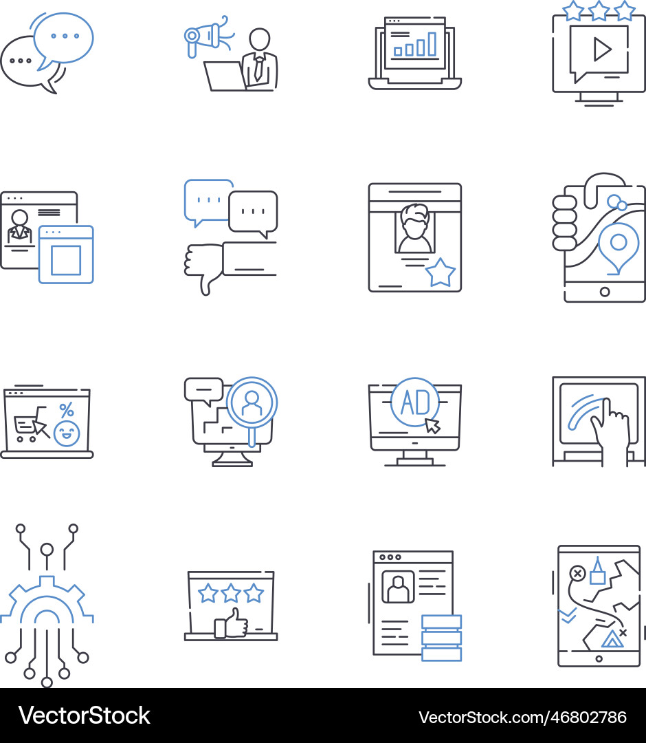 Data integration line icons collection Data integration line icons collection vector image