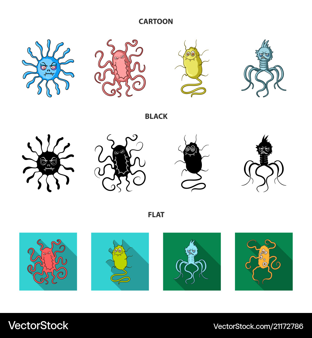 Different types of microbes and viruses vector image