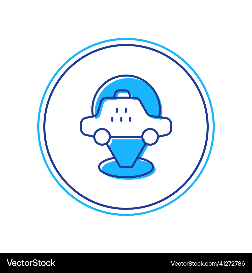 Filled outline map pointer with taxi car icon Filled outline map pointer with taxi car icon vector image