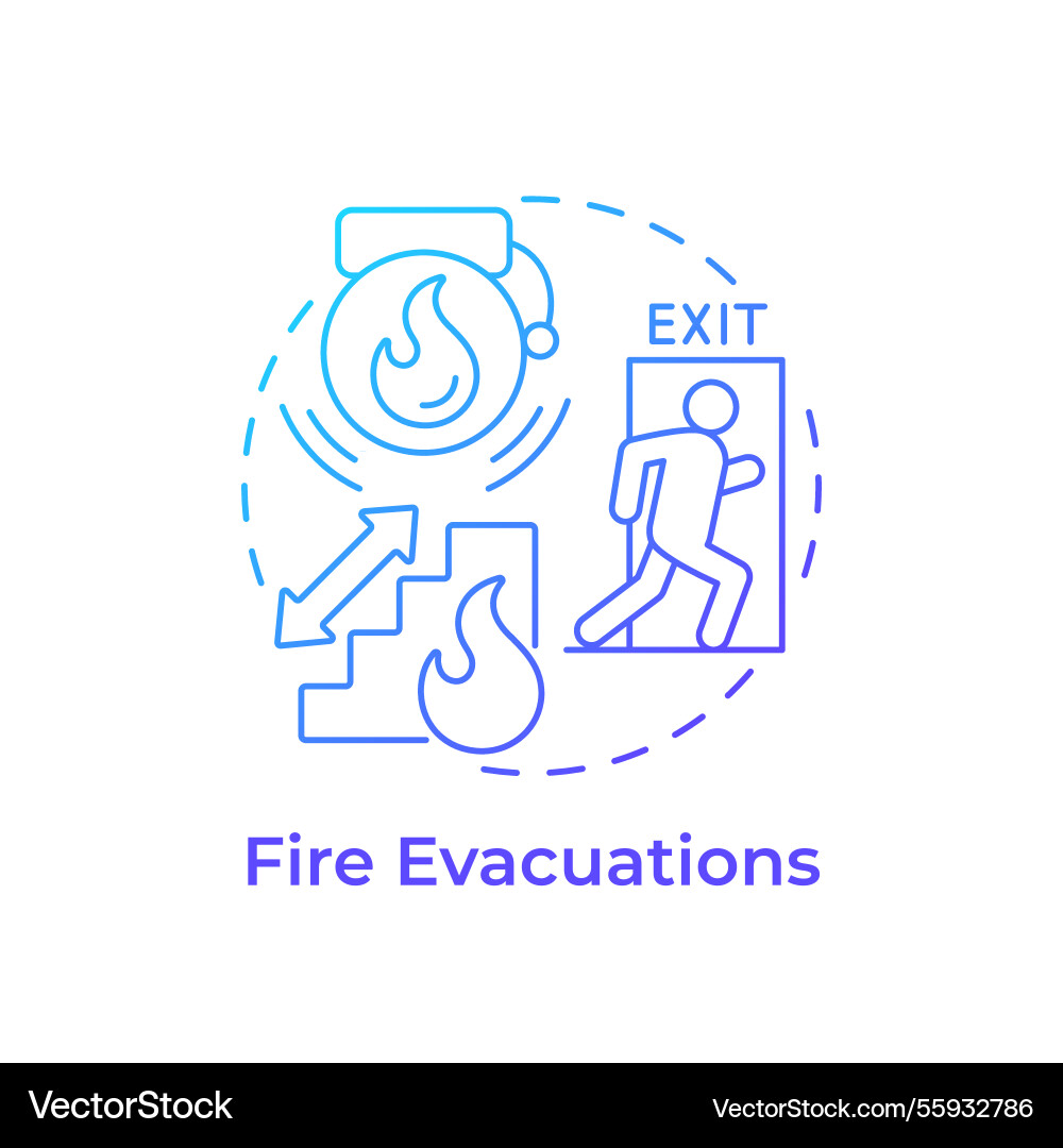 Fire evacuations blue gradient concept icon Fire evacuations blue gradient concept icon Vector Image