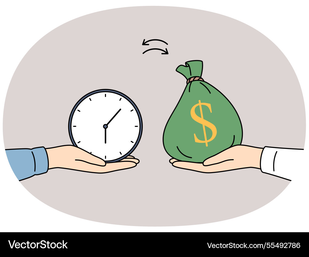 Hand with money and clock as metaphor Hand with money and clock as metaphor vector image