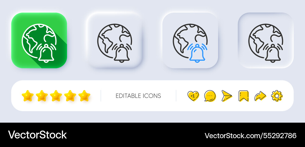 Internet notification line icon alarm reminder Internet notification line icon alarm reminder Vector Image