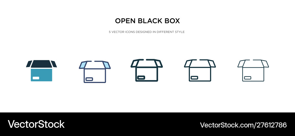 Open black box icon in different style two Open black box icon in different style two vector image
