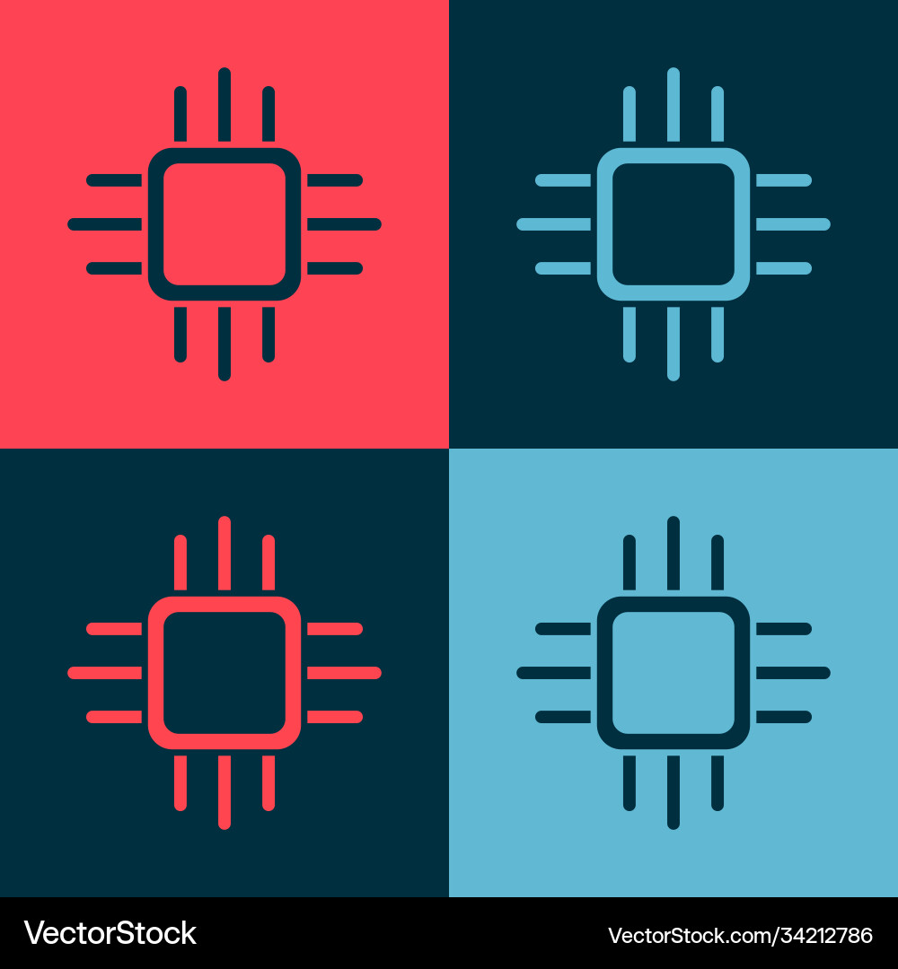 Pop art computer processor with microcircuits cpu Pop art computer processor with microcircuits cpu vector image