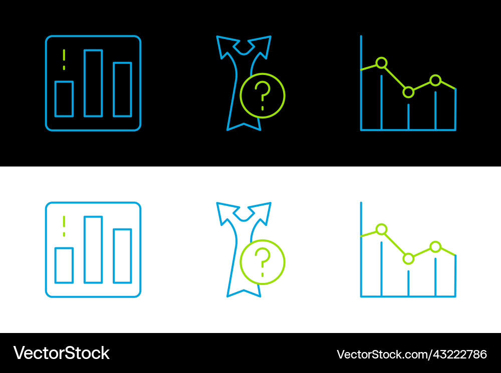 Set line pie chart infographic and arrow icon Set line pie chart infographic and arrow icon vector image