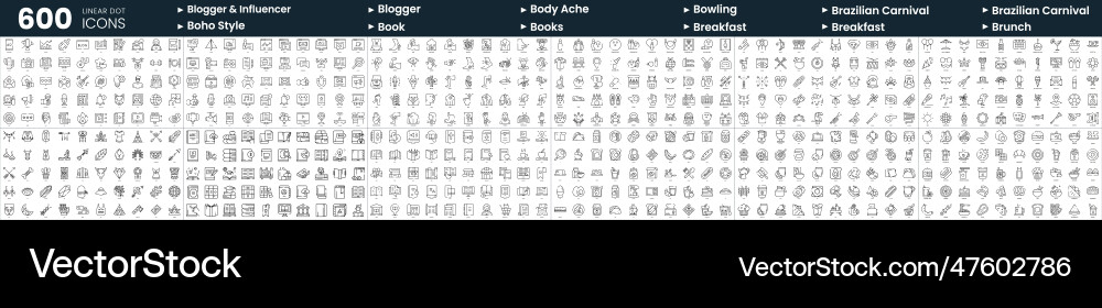 Set of 600 thin line icons in this bundle include Set of 600 thin line icons in this bundle include vector image