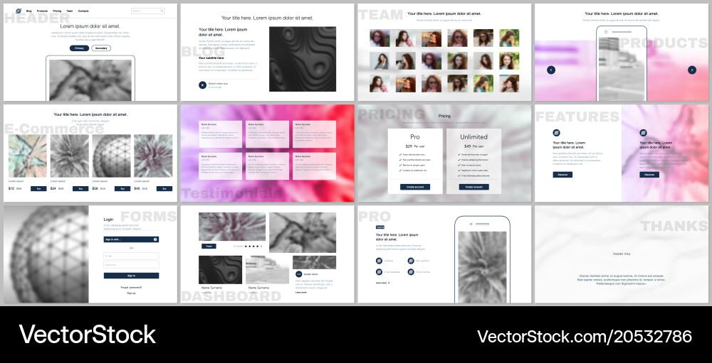 Set of templates for website design vector image
