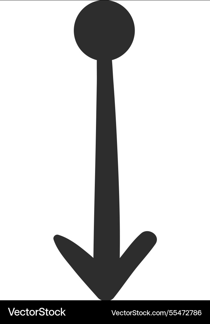 Simple black arrow pointing downward with a circle Simple black arrow pointing downward with a circle vector image
