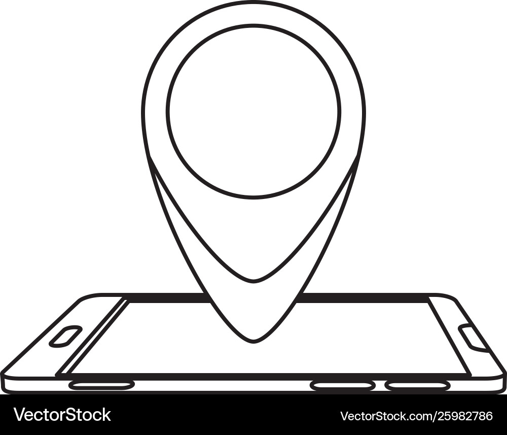 Smartphone with pin pointer location vector image