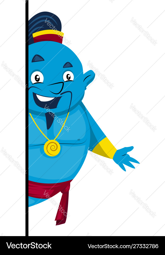 Smiling Genie with Lamp Vector Image
